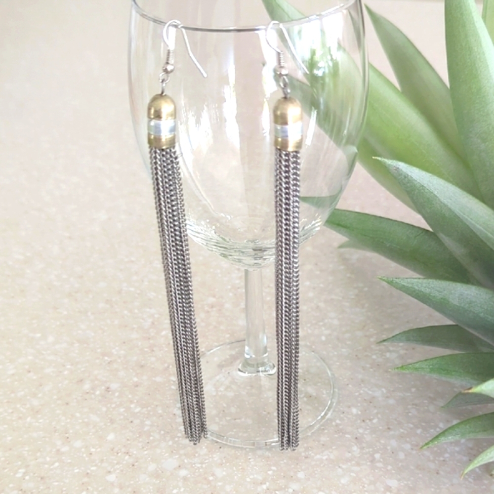 Source Unknown Two-Tone Pierced Chain Earrings